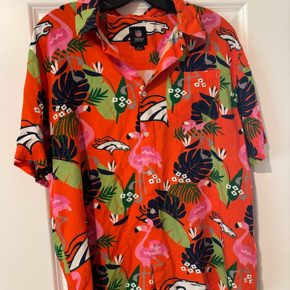 Denver Broncos Vibrant Flamingo Print Casual Shirt